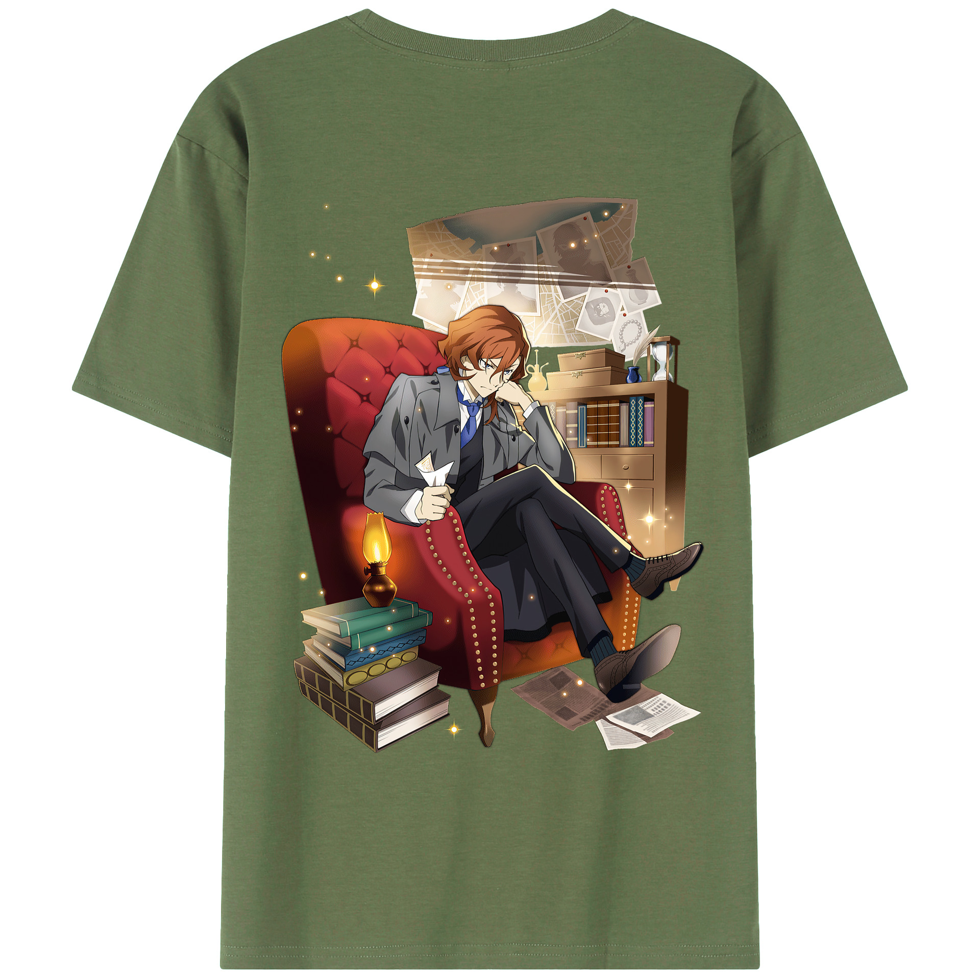 （画像用） 文豪ストレイドッグス Bungo Stray Dogs 綿100％ メンズ半袖Tシャツ（バックプリント） 通気性